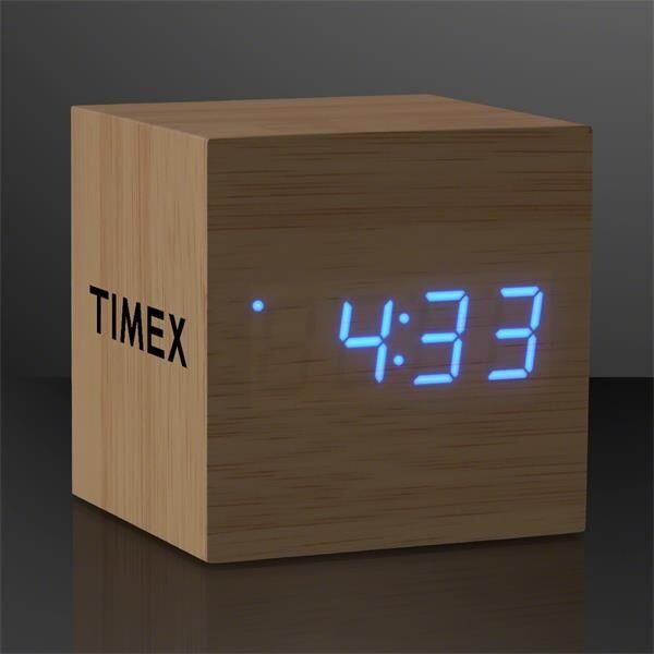 Main Product Image for Blue LED Cube Alarm Clock With USB