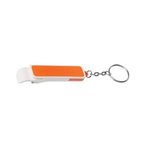 Bottle Opener/Phone Stand Key Chain - White With Orange