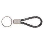 Braided Leatherette Key Chain - Black