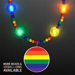 Bright Beads Rainbow Party Necklace with Medallion - Multi Color
