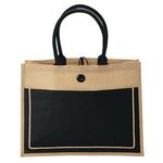 Camden Natural Jute Tote - Black