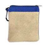 Canvas Zipper Tote with Carabiner - Blue