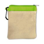 Canvas Zipper Tote with Carabiner - Green