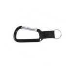 Carabiner with Strap and Split Ring - Black