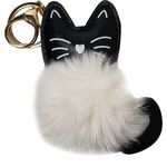 Cat Super Plush Keyring - White-black