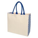 Catalina Cotton Canvas Tote Bag - Natural With Royal Blue