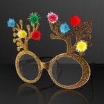 Christmas Reindeer Antler Novelty Glasses (NON-Light Up) - Gold-black