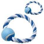 Circlet Rope Ring & Ball Pet Toy - Medium Blue