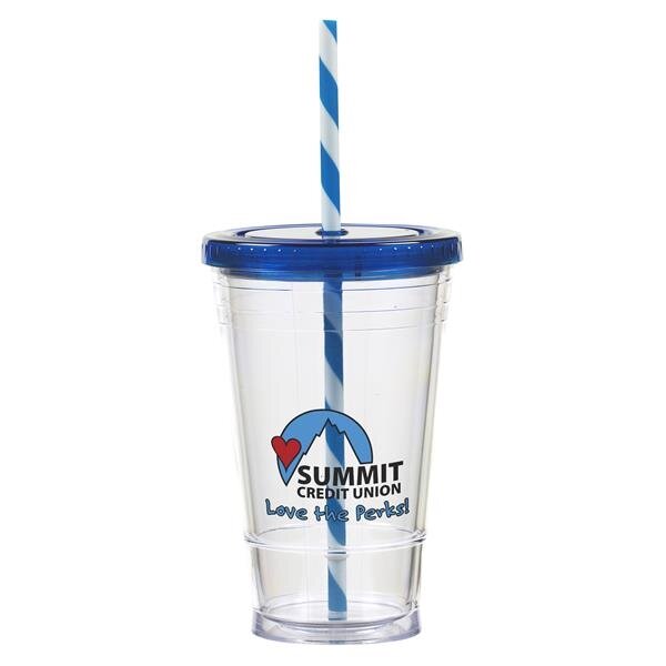 Main Product Image for Custom Printed Slurpy Tumbler with Lid and Striped Straw - 16 oz