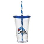 Clear 16 oz Slurpy tumbler with Lid and Striped Straw -  
