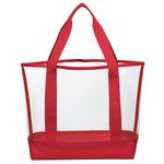 Clear Casual Tote Bag - Clear with Red