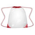 Clear Drawstring Backpack - Clear with Red