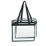 Clear Tote Bag With Zipper - Clear With Black