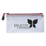 Clear Zippered Pencil Pouch - Red