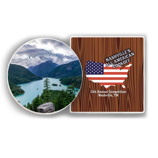 Main Product Image for Custom Printed Coasters - Absorbent Stone Coaster 4-Set (Round)
