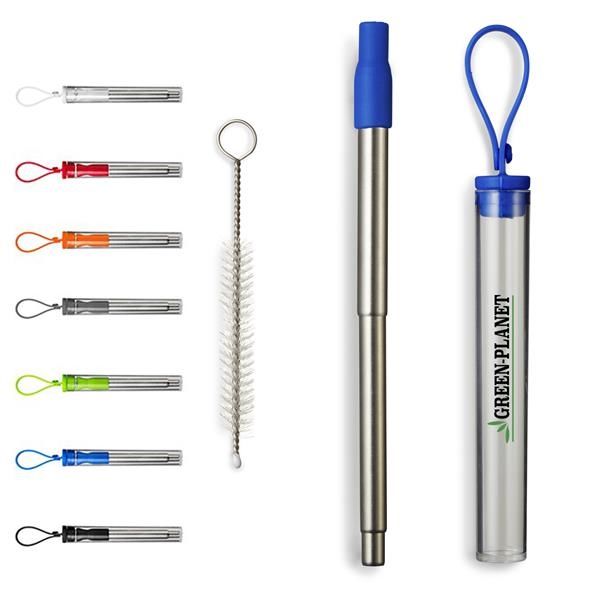Main Product Image for Collapsible Colored Metal Straw Travel Set