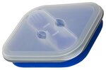 Collapsible Silicone Lunch Box with Fork & Spoon Set - Blue