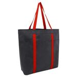 Color Basics Non Woven Tote Bag - Black with Red