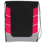 Color Block Drawstring Backpack - Red