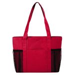 Cooler Tote with Mesh Pockets - Red