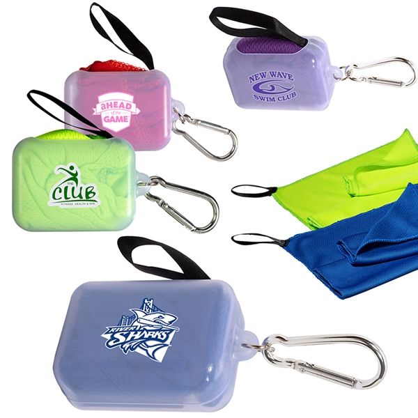 Main Product Image for Imprinted Cooling Towel In Carabiner Case