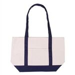 Cotton Canvas Boat Tote - Blue-navy