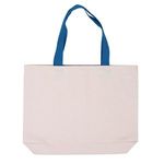 Cotton Canvas Tote with Color Accent Handles - Blue