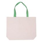 Cotton Canvas Tote with Color Accent Handles - Lime Green