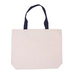 Cotton Canvas Tote with Color Accent Handles - Navy Blue