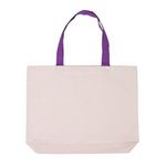 Cotton Canvas Tote with Color Accent Handles - Purple