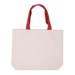 Cotton Canvas Tote with Color Accent Handles - Red