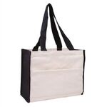 Cotton Gusset Accent Box Tote - Black