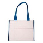 Cotton Gusset Accent Box Tote - Blue-navy
