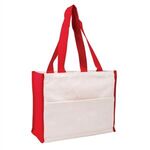 Cotton Gusset Accent Box Tote - Red