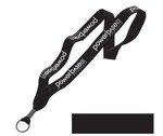 Cotton Lanyard with Metal Crimp & Metal Split-Ring 1" - Black