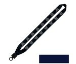 Cotton Lanyard with Plastic Clamshell & O-Ring 1" - Navy Blue