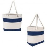 Cotton Resort Tote with Rope Handle - Navy Blue