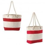 Cotton Resort Tote with Rope Handle - Red
