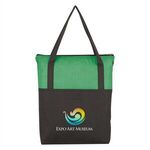 Crosshatch Non-Woven Zippered Tote Bag - Green