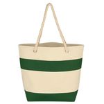 Cruising Tote Bag With Rope Handles - Natural With Forest Green