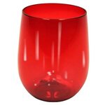 Custom Imprinted 12 oz. Plastic Stemless Wine Glass, Full Color - Red
