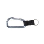 Custom Imprinted Carabiner with Strap and Split Ring - Silver