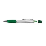 Custom Imprinted Elite Pen With Matching Color Highlighter Combo - Silver-green
