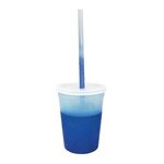 Custom Imprinted Mood 12 oz. Stadium Cup/Straw/Lid Set - Frosted to Blue