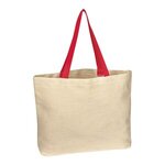Custom Imprinted Natural Cotton Canvas Tote Bag Full Color - White-red