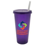 Custom Imprinted Tumbler with Lid and Straw Full Color 26 oz. -  