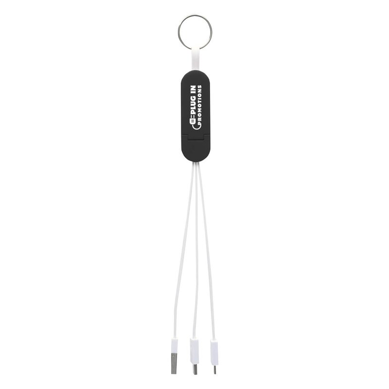 Main Product Image for Custom Printed 3-In-1 Charging Cable Phone Stand & Key Ring