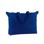 Custom Printed Canvas Zippered Book Tote - Navy