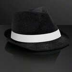 Custom Printed Fedora Hat with Black or White Bands - Black with White
