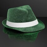Custom Printed Fedora Hat with Black or White Bands - Green With White